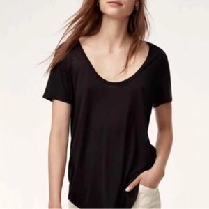Aritzia Wilfred Black Scoop Neck Pima Cotton Short Sleeve T-Shirt Size Medium